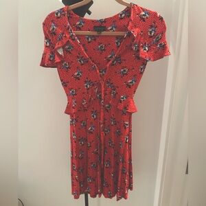 Red floral top shop dress in great condition. Size 2.
